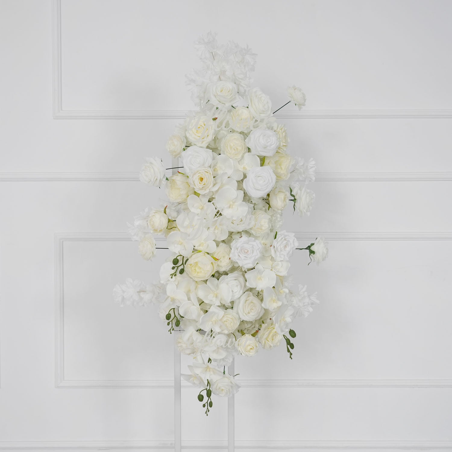 Uflower Artificial White Wedding KT Backdrop Flower Row Decor